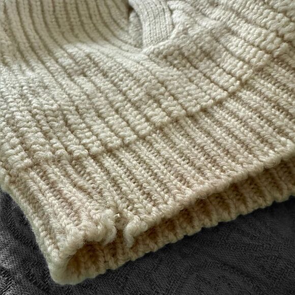 Vintage ALPS The Big Stitch Knitted Sweater Ivory Cream Pockets Size Large - Picture 7 of 7